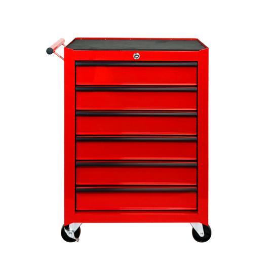 Rolling Metal Tool Chest With 6 Drawers, 20inch 6-Drawer Tool Chest Cabinet With Ball Bearing Drawer Slides, Steel Tool Storage Box Organizer -RED