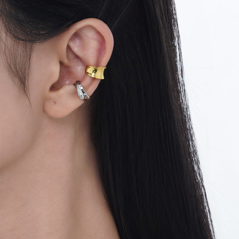 Korean Style Simple Niche S925 Sterling Silver Glossy Ear Clip