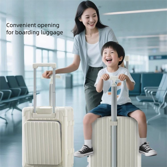 20 Inch Double Pull Rod Design Luggage Case, Can Be Seated, Front Open Lid Luggage Compartment, Silent Universal Wheels, Dry Wet Separation, T-shaped Pull Rod Travel Box