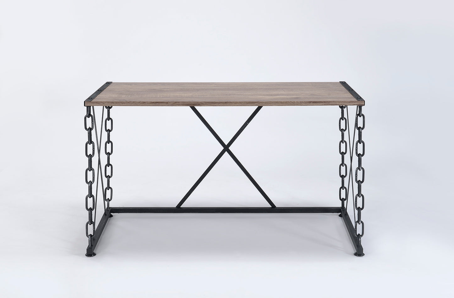 Jodie Rustic Oak & Antique Black Finish Writing Desk