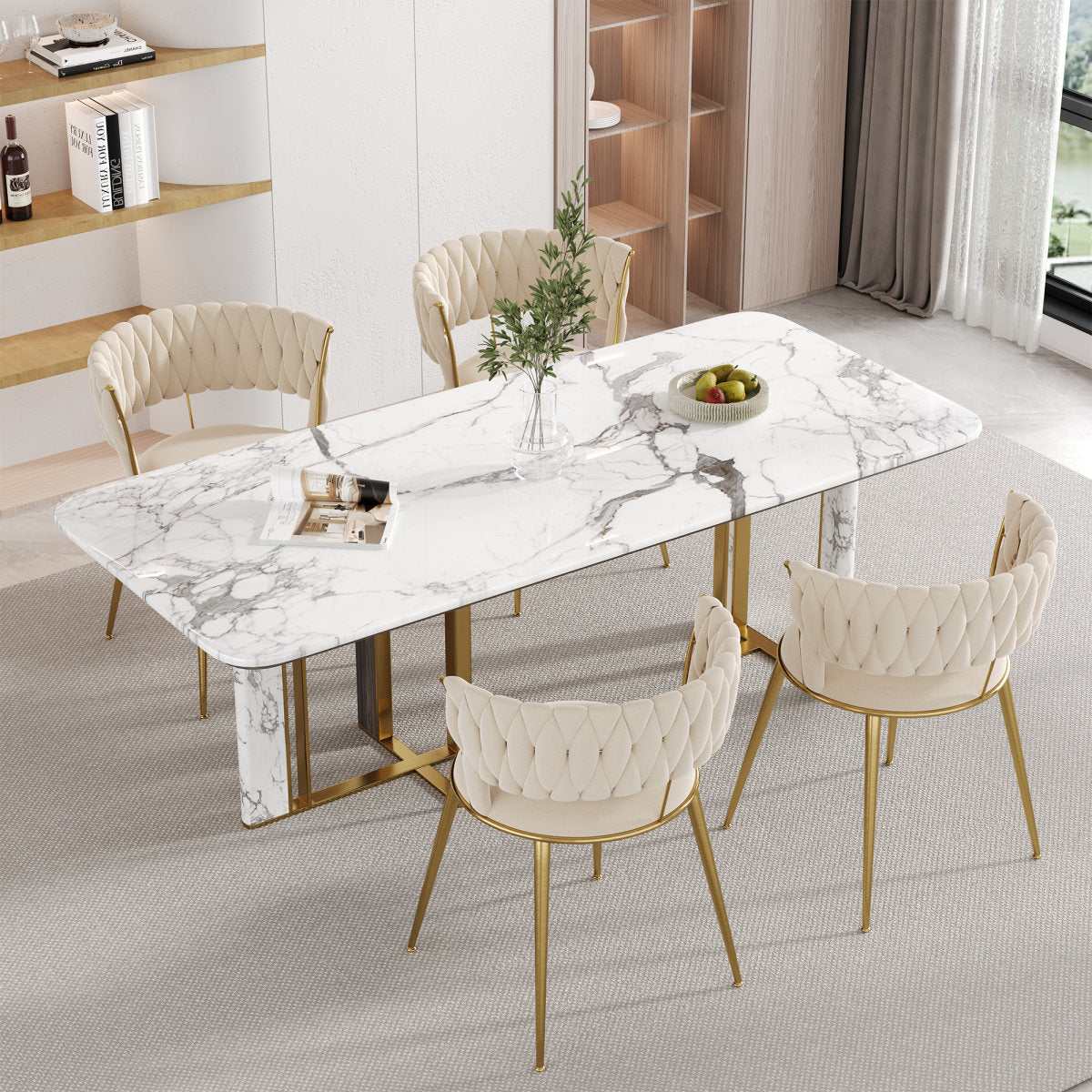 Old SKU W1880109471 Soft Velvet Dining Chair 2 Piece Set, Soft Upholstered Comfortable Living Room Chair, Makeup Room Bedroom, Modern Finger Shaped Backrest With Armrests,