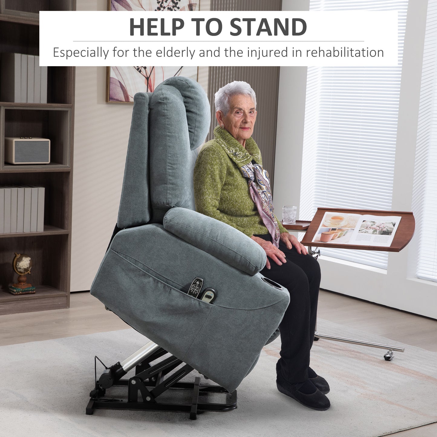 Lift-And-Recline Massage Armchair, With Heat - Grey