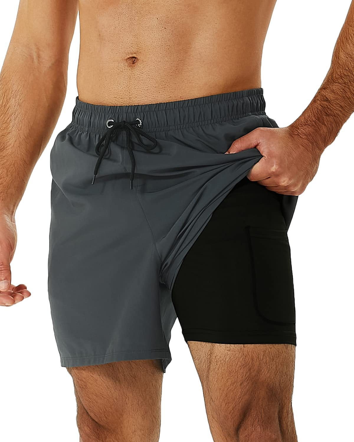 Swim Trunks With Compression Liner 2-in-1 For Casual And Fitness Use