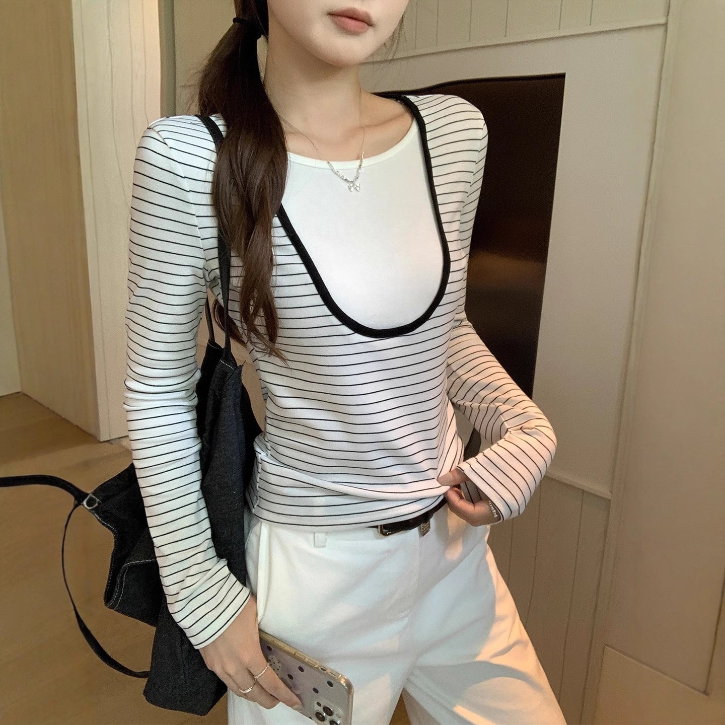 Women's Early Autumn Korean-style New Slim-fit Top