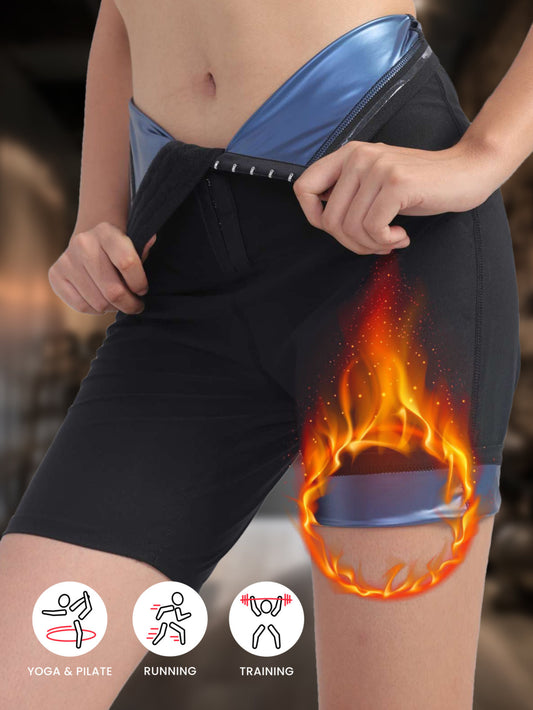 Sauna Sweat Shorts For Women High Waisted Stomach Waist Trainer Slimming Leggings Pants Body Shaper With Hooks