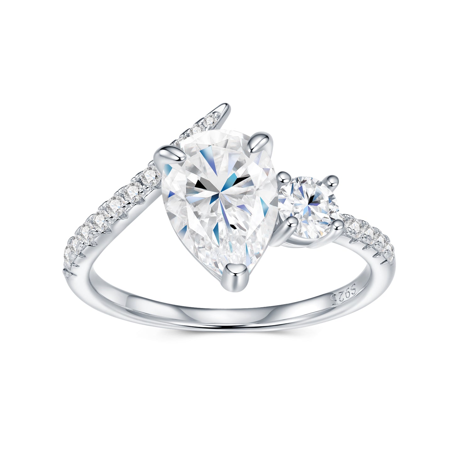 Engraved With Top-quality Moissanite, This Luxurious And Fashionable Minimalist Jewelry Set Features Exquisite Silver Accessories For Ladies. Made Of S925 Silver With Electroplated Platinum.