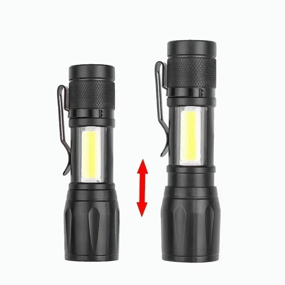 Telescopic Torch Flashlight Rechargeable Pen Light USB Charging Work Light For Camping