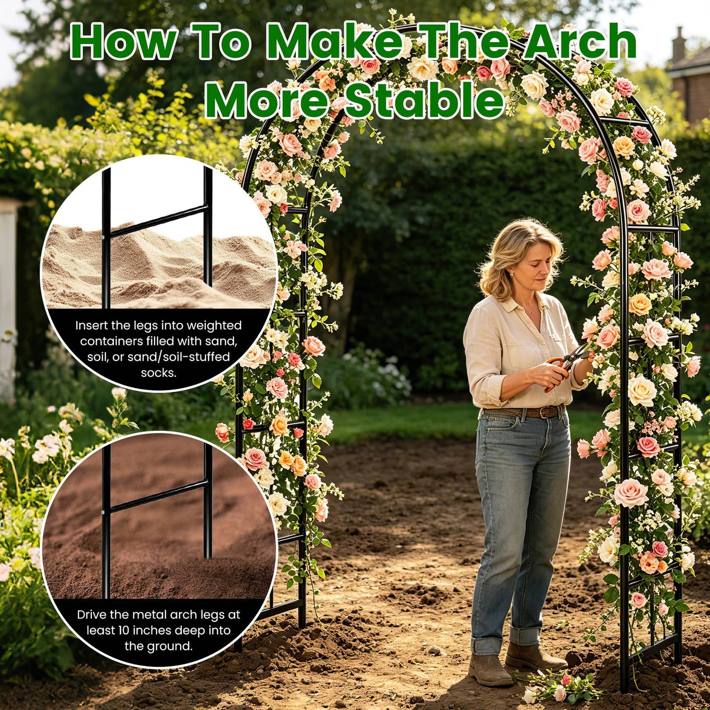 2Pcs Or 1Pcs Options 7.87Ft H X 4.59Ft W Adjustable Metal Garden Arches DIY Outdoor Trellis For Climbing Plants Wedding Arch Decoration Iron Arbor For Backyard Garden Entrance