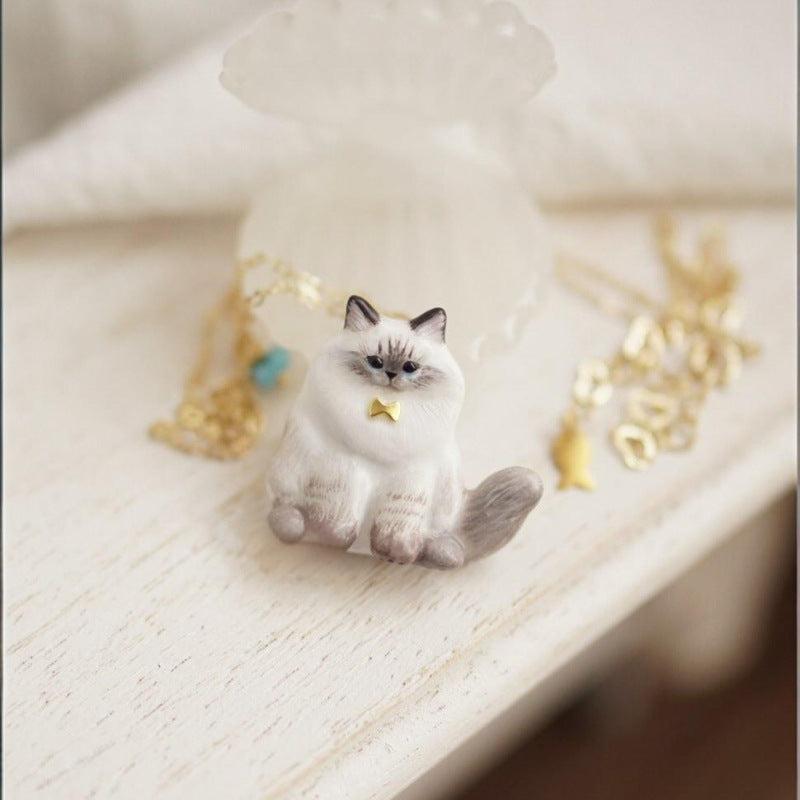 New Animal Series Oil-Drop Cute Cat Pendant Necklace