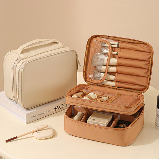 Portable Oxford Cloth Makeup Bag With Dividers