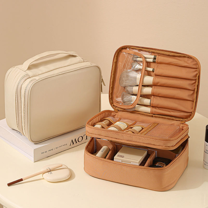 Portable Oxford Cloth Makeup Bag With Dividers