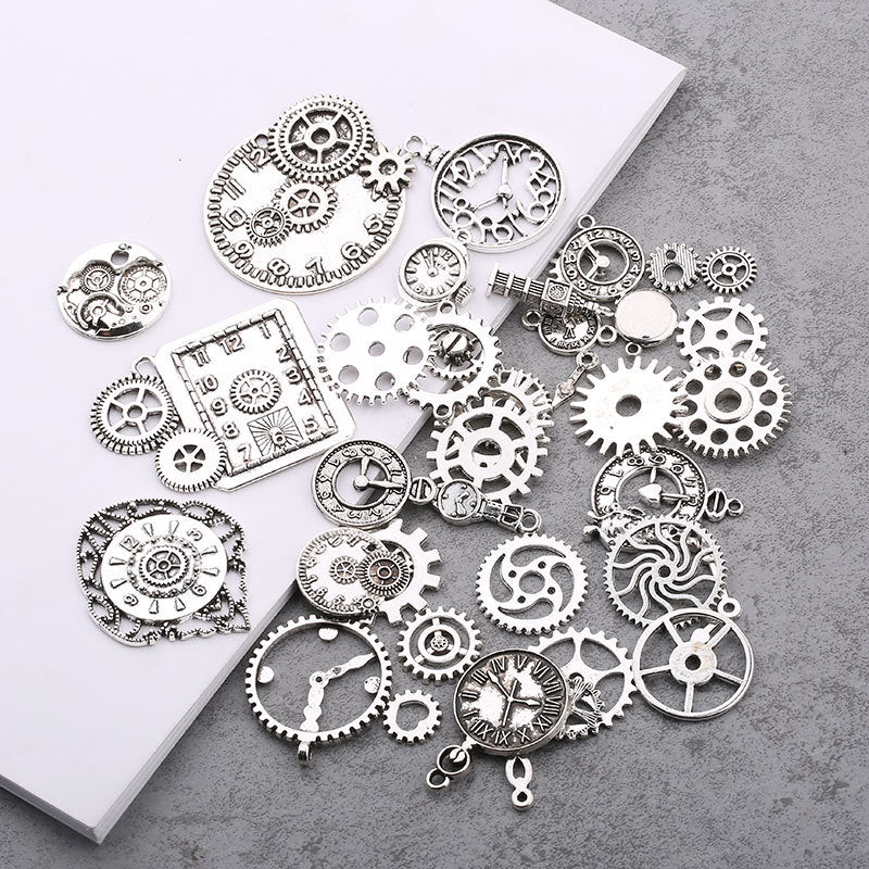 Retro Plated Metal Mixed-Style Punk Gear Clock Jewelry Accessories