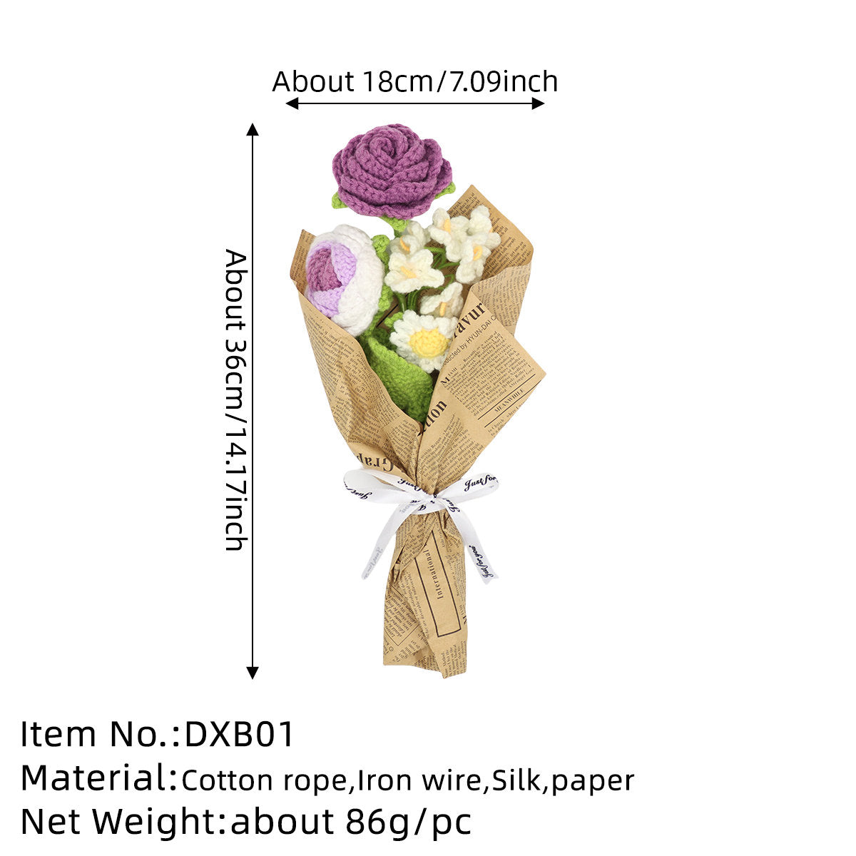 Handmade Crochet Flower Bouquet With Newspaper For Birthday,wedding,party Gift