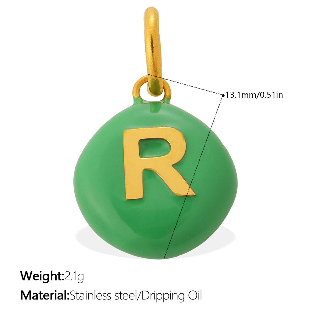 Dopamine Color Blending 26 Letter Bead Bead Pendant - Stainless Steel - Suitable For DIY Hand Chains And Necklaces Accessories