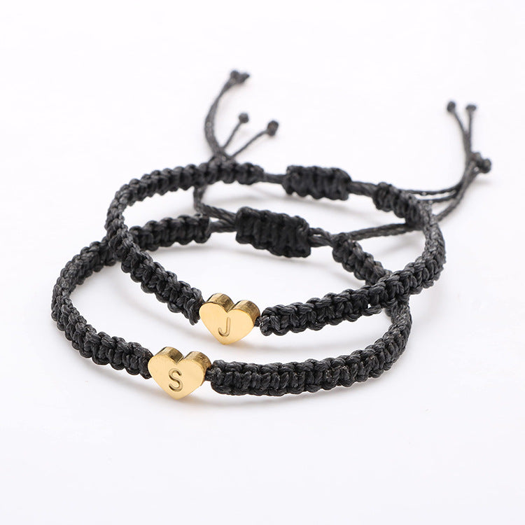 Hand Woven Golden Love 26 Initials Lovers' Best Friend Friendship Hand Rope