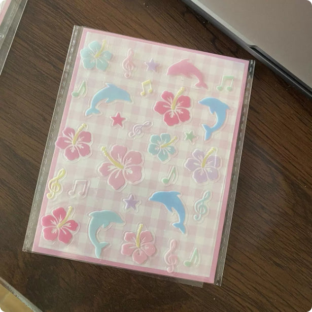 Cute Korean-style Dolphin Hibiscus Jelly Stickers