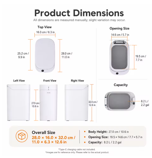Joybos Smart Trash Can With Auto Lining, Touchless Sensor Garbage Bin  Free Drawstring Bags, No Mess Pull And Lift Wastebasket