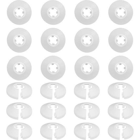 24-Piece Set Of 15mm Plastic Radiator Rosettes, Pipe Sleeves, And Heating Pipe Covers For Radiator Pipes—White—Party Gift Sets With Multiple Items