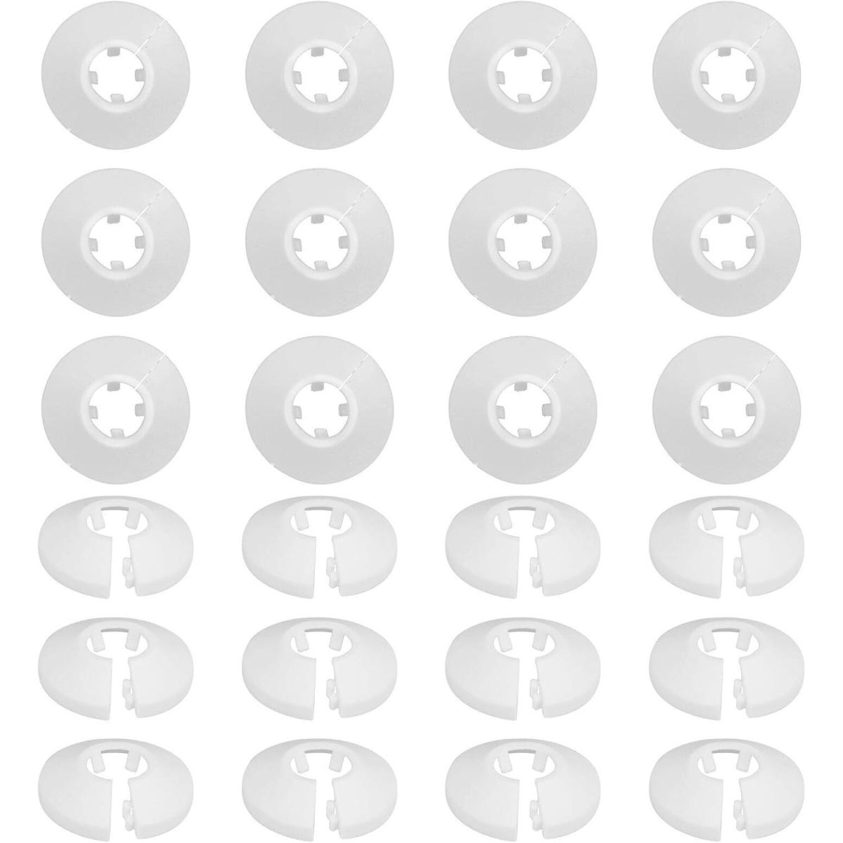 24-Piece Set Of 15mm Plastic Radiator Rosettes, Pipe Sleeves, And Heating Pipe Covers For Radiator Pipes—White—Party Gift Sets With Multiple Items