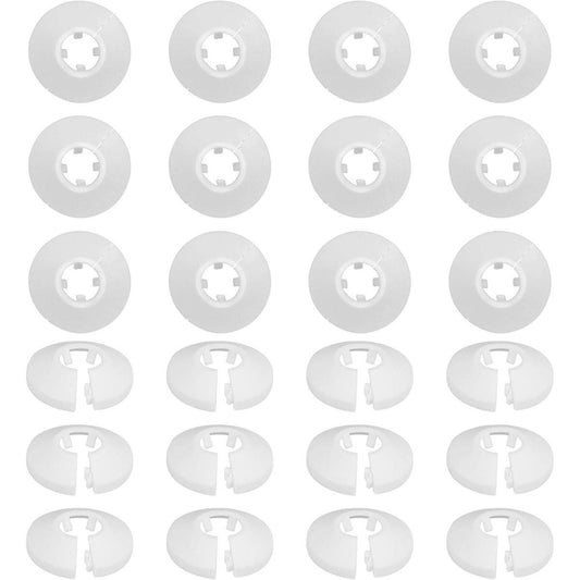 24-Piece Set Of 15mm Plastic Radiator Rosettes, Pipe Sleeves, And Heating Pipe Covers For Radiator Pipes—White—Party Gift Sets With Multiple Items