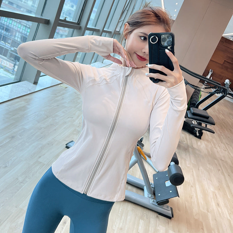High-neck  Quick-drying Long-sleeve  Form-fitting Running And Fitness Jacket