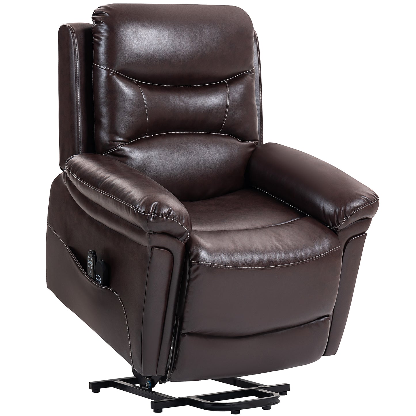 Power Lift Recliner Chair With Vibration Massage, Heat, USB - Brown
