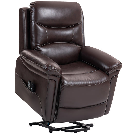 Power Lift Recliner Chair With Vibration Massage, Heat, USB - Brown