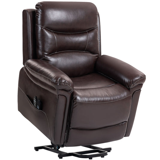 Power Lift Recliner Chair With Vibration Massage, Heat, USB - Brown