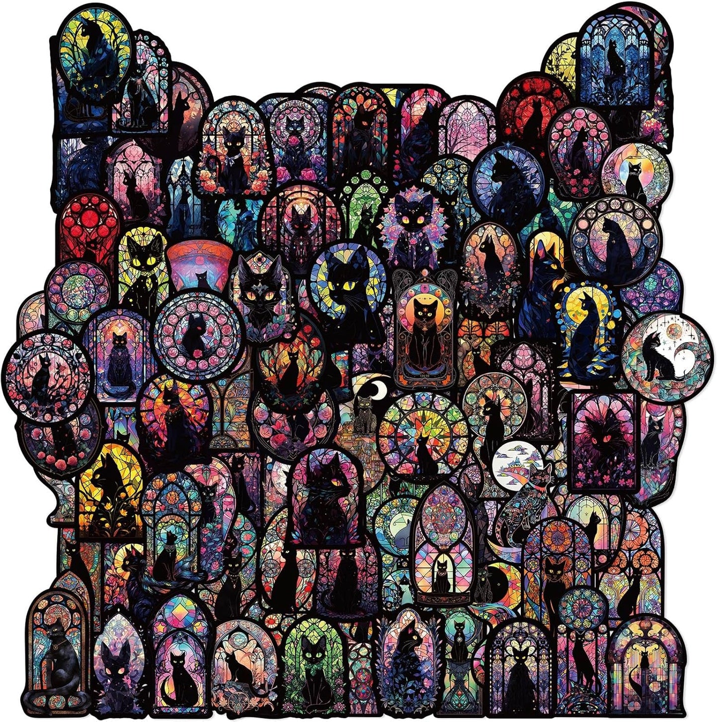 100Pcs Gothic Black Cat Stickers, Graffiti Decals, Gothic Accessories, Scrapbook Stickers For Laptop, Skateboard, Water Bottle, Luggage, Phone, For Teens And Adults Clearance Sale