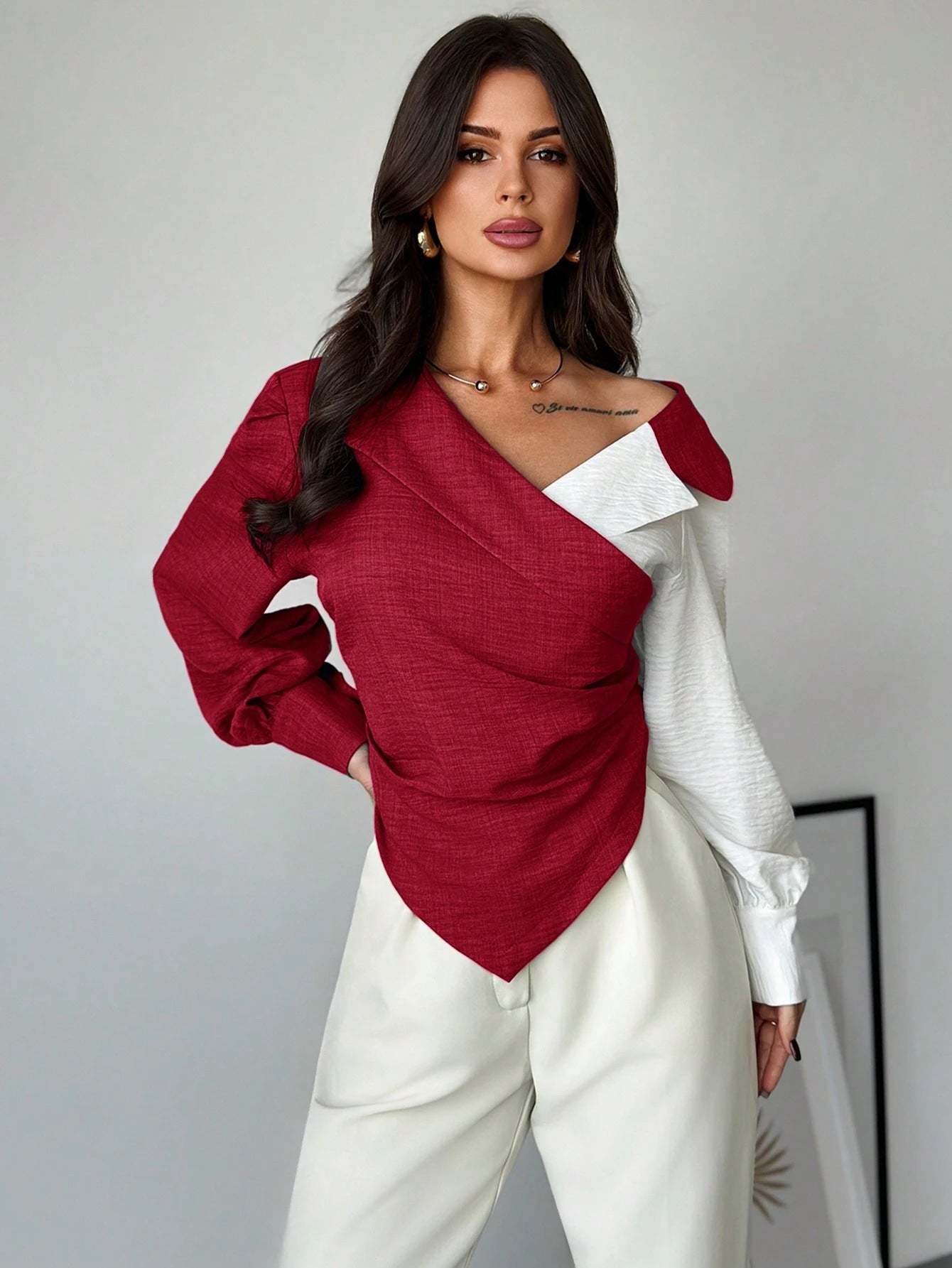 Notch-collar Belted Slim-fit Elegant Office Cardigan Top