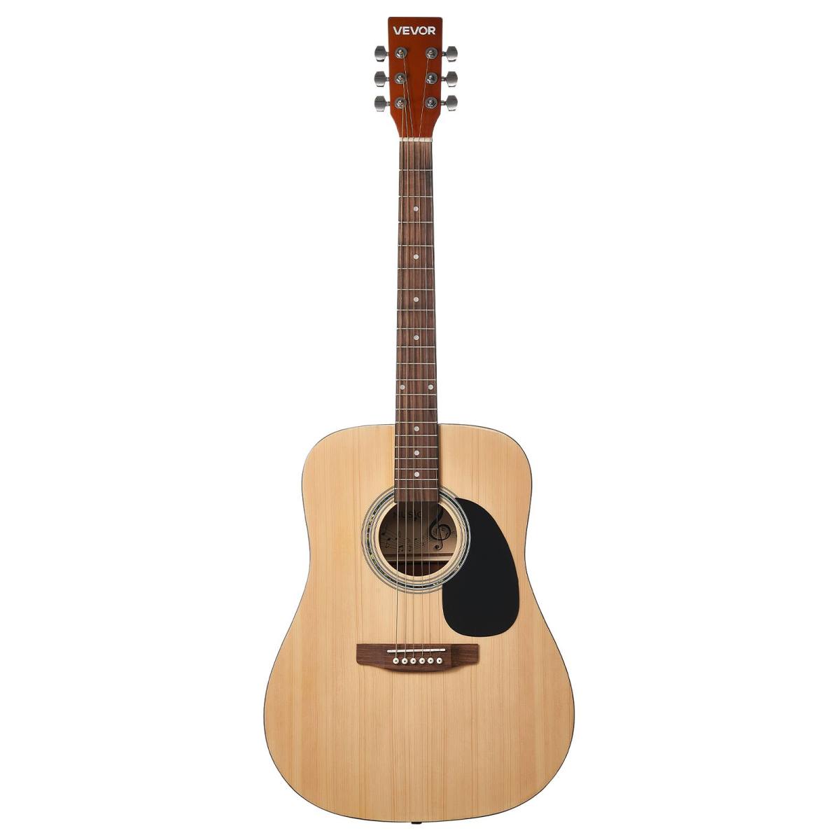 Dreadnought Acoustic Guitar, 41 In, 6-String Natural Solid Spruce Top Guitar, Beginner Bundle With Gig Bag, Tuner, Strap, Strings, Picks, Capo, Rosewood Fingerboard, For Adults Taller Players