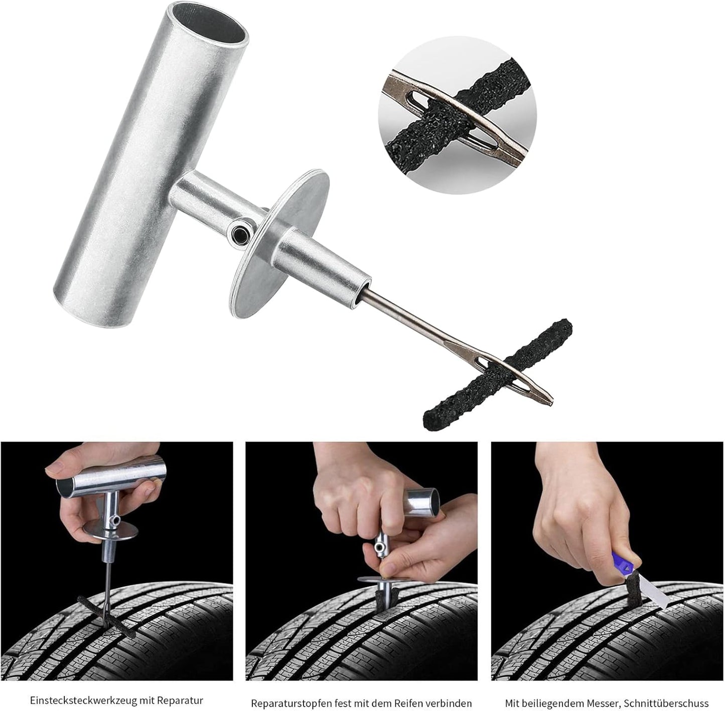 Tire Repair Kit  68pcs Heavy Duty Tire Plug Kit  Universal Tire Repair Tools To Fix Punctures And Plug Flats Patch Kit For Car Motorcycle, Truck, ARB ATV  Tractor  RV  SUV  Trailer