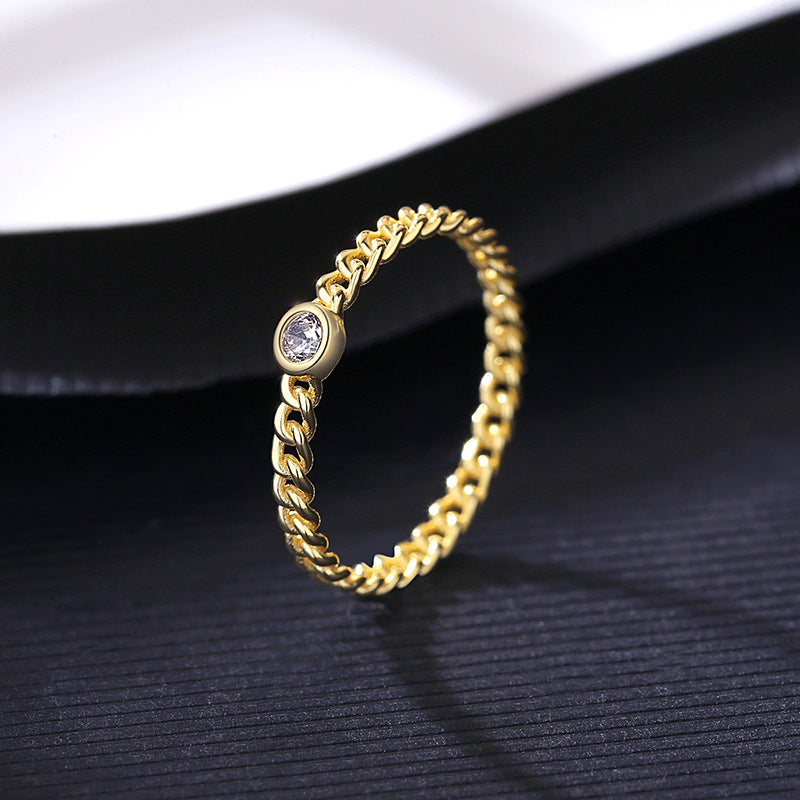 Twist Gold Ring 925 Silver Ring Gold Korean Style Light Luxury