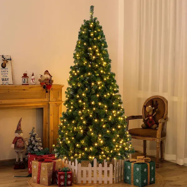 FCH 6ft PVC Material DIY 150 Lights Warm Color 8 Modes 1050 Branches Christmas Tree Green