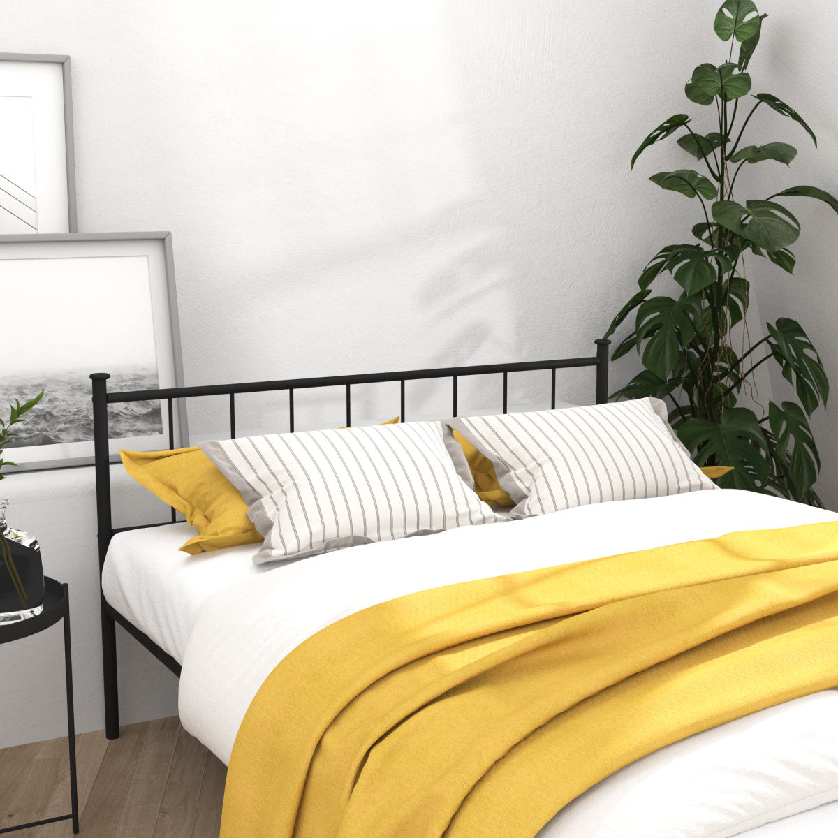 Full Size Bed Frame, Headboard And Footboard,Structurally Stable, Under Bed Storage,No Box Spring Needed,Black