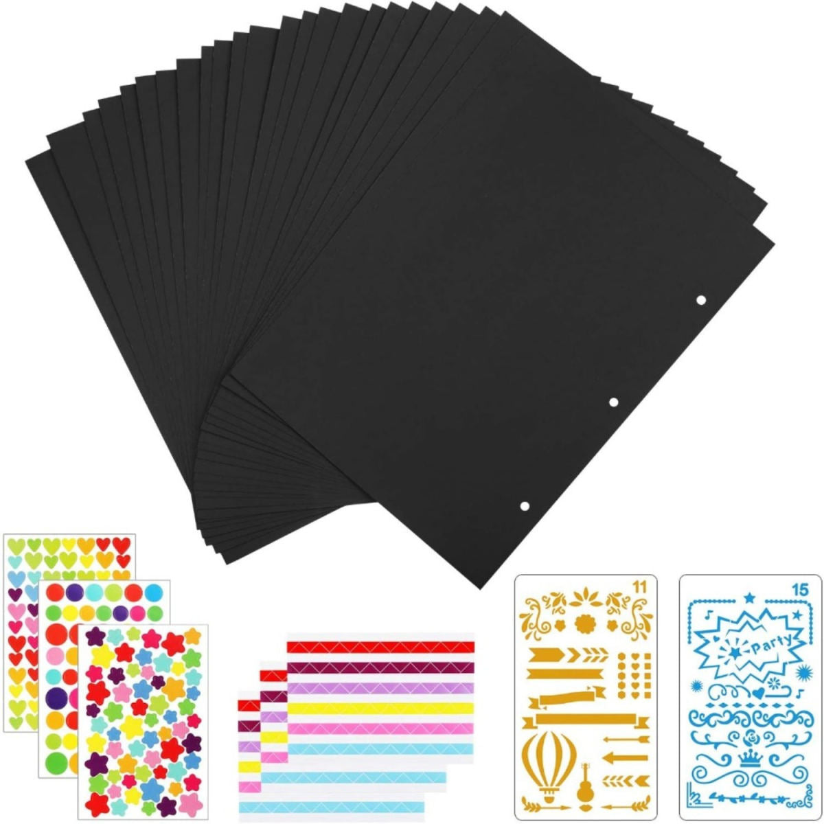 DIY Scrapbooking Paper Album, Creative Craft Set With 24 A4 Album Pages, 3 Sheets Of Stickers & 2 Stencils, Versatile Materials For Photo Albums, Diaries & Creative Projects—Party Decor