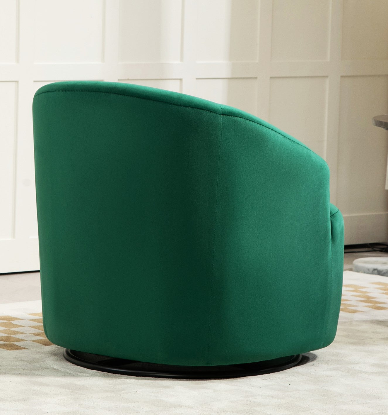 362 Degree Swivel Barrel Accent Chair, Velvet Upholstered Curved Armchair, Fully Assembled Contemporary Leisure Chair For Living Room Bedroom Office