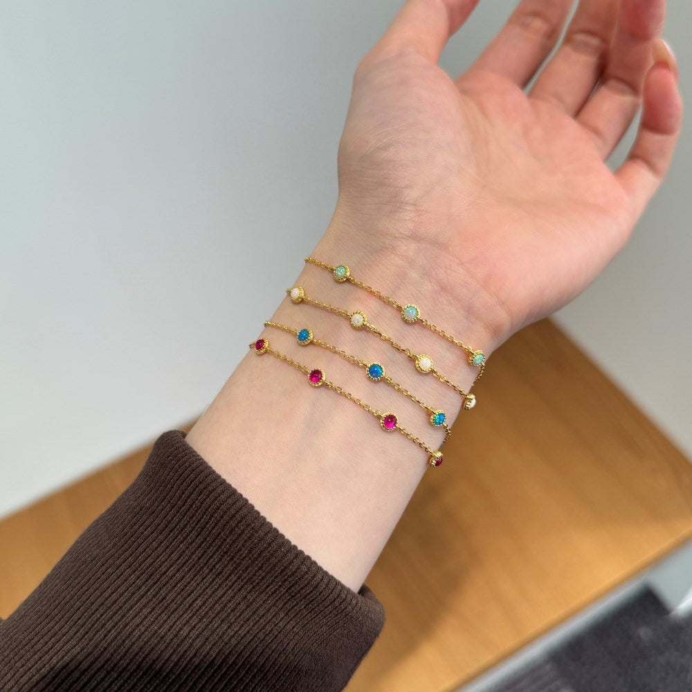 Amazon S925 Sterling Silver Opal Bracelet Women's Japanese And Korean Simple