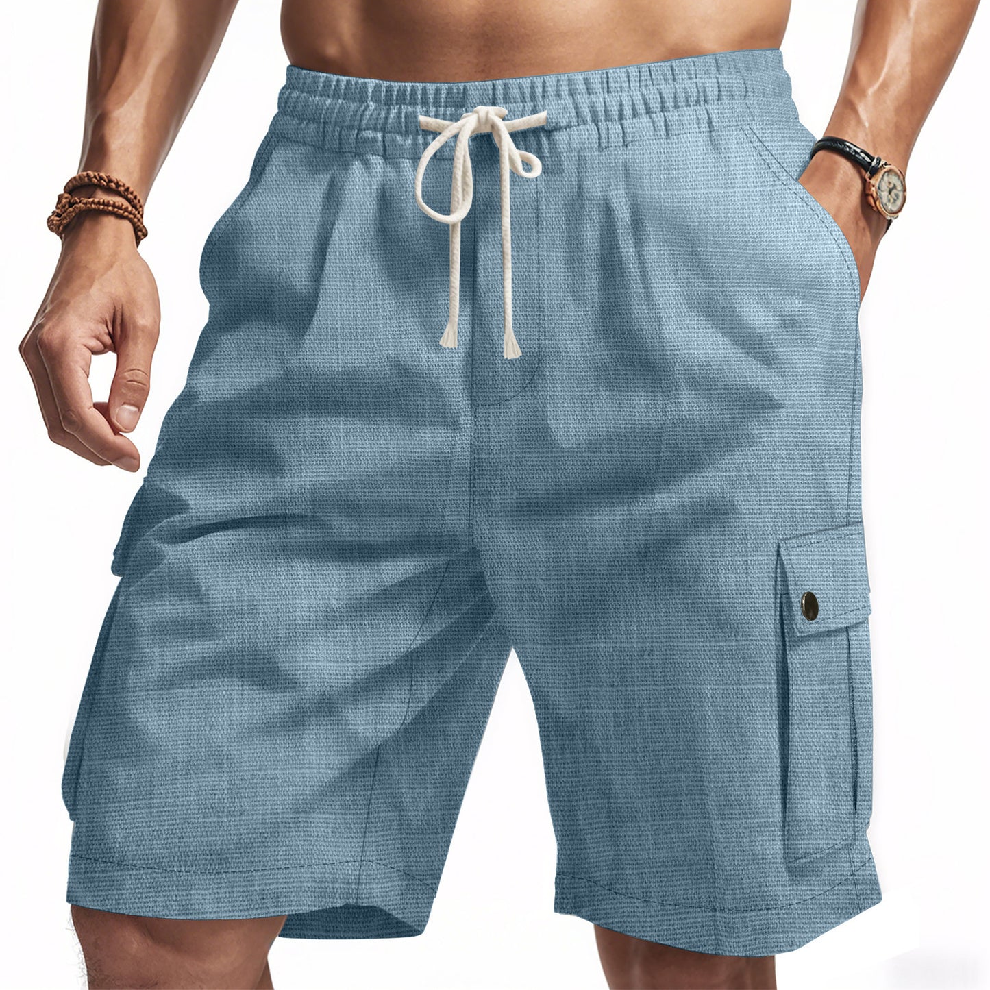 Cross-border Hot Sale American Ami Kaji Outdoor Tactical Tooling Summer Men's Bamboo Linen Beach Casual Shorts