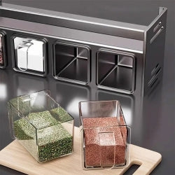 2 Tiers Wall-mounted  Countertop Spice Rack Jars Shelves Stand Kitchen Organiser-4-Grids
