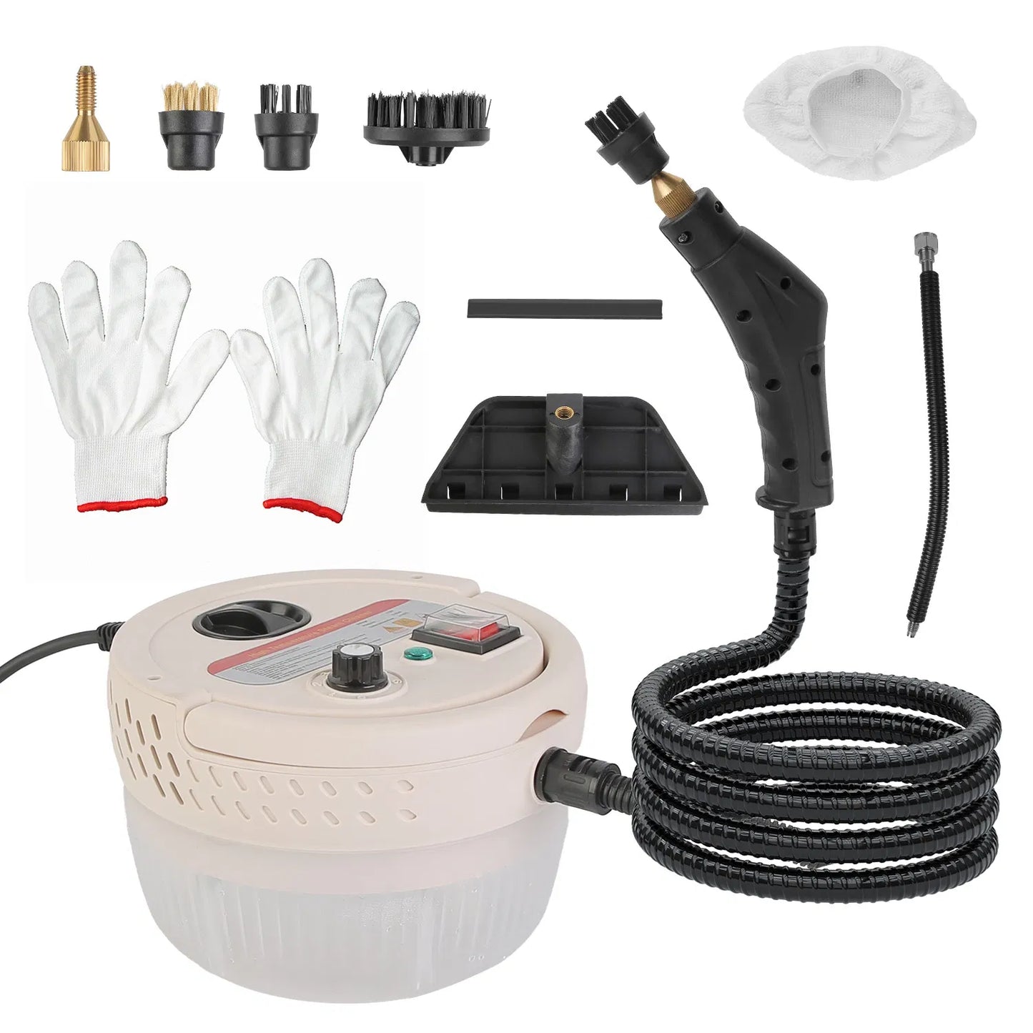 2500W Handheld High Temperature And Pressure Steamer Cleaner With 1400ML Tank 9 Accessories 6 Steam Levels For Dirt Grease Grout Tile Floor Couch Car