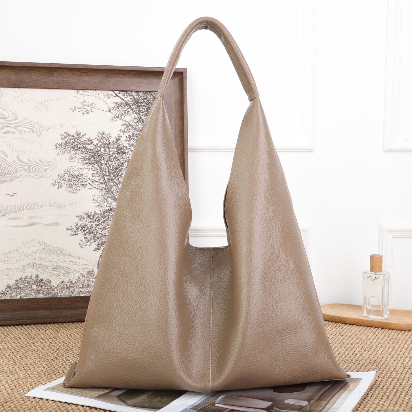 Minimalist Single-shoulder Bag, Large Capacity, Top-grain Leather, 2026 New Small Boutique Soft Leather Underarm Tote Bag For Women, Genuine Leather Large Bag