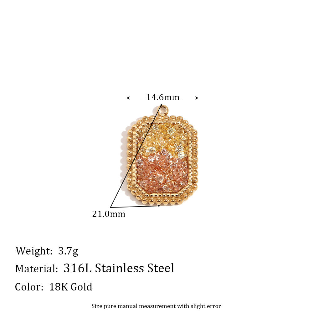 Mini And Simple Ornament Accessories 18K Gold Micro Inlay Colorful Crystals
