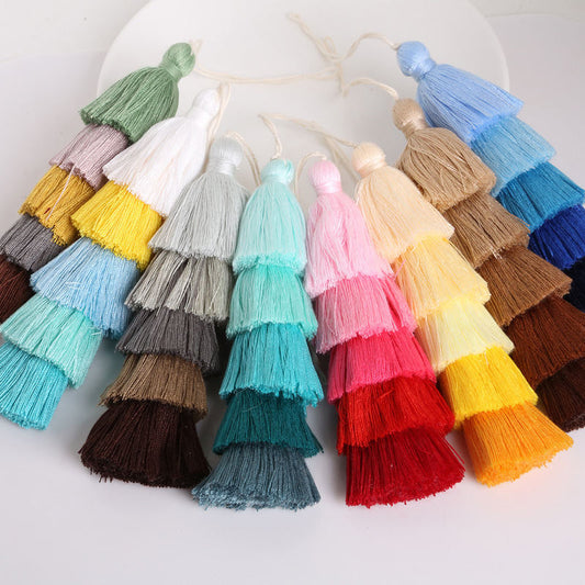 DIY Colorful Polyester-Cotton Three-Color Tassel Mobile Phone Charm