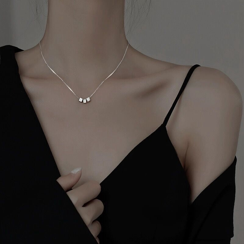 1pcs 999 Sterling Silver Cube Pendant Necklace, Minimalist Chic Style, For Daily Wear & Office Casual Outfits