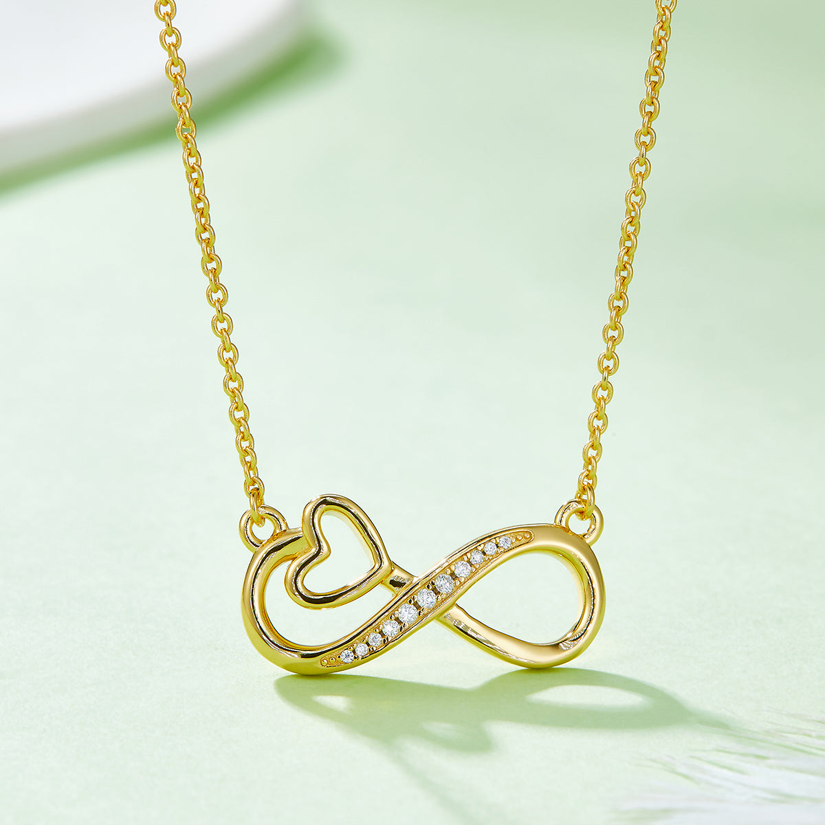 3.7g S925 Sterling Silver 11 Stone Moissanite Infinity Heart Necklace 45cm  Platinum Plated Pendant With GRA, Romantic Jewelry Gift Box Set For Women