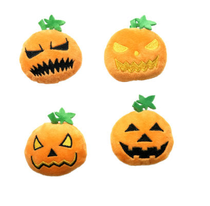 Pumpkin Ghost Face Shape Halloween Cat Toy Bite-resistant Molar Relieving Stuffy Pet