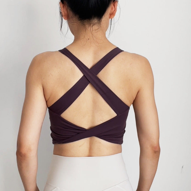 Cross Fold Design Beauty Back Yoga Vest