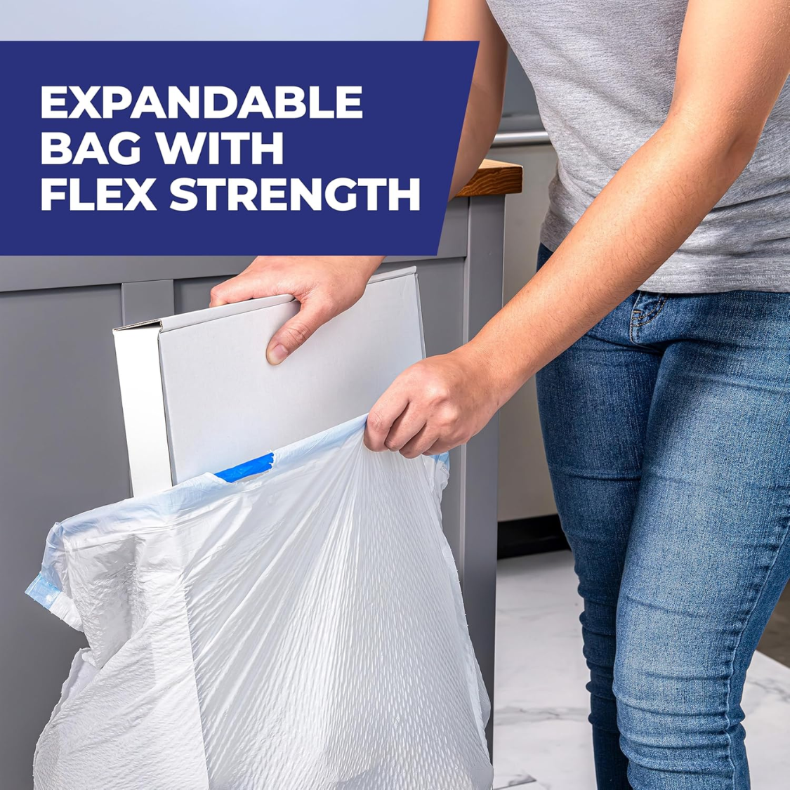 Ultra Strong 13 Gallon Trash Bags, Tall Kitchen, Drawstring Closure, Odor Control, White, Lavender, Sweet Vanilla, 80 Count