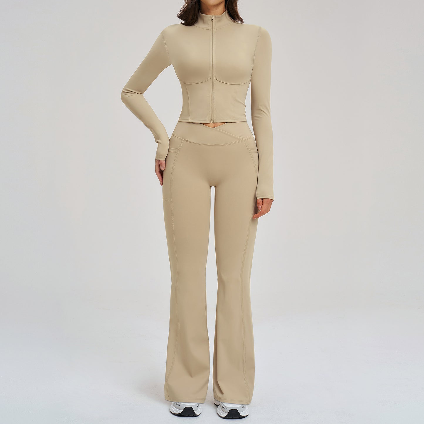Women's Fitness Apparel Sheer Feel With Zipper